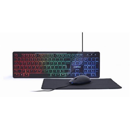Gembird | 3-in-1 Backlight Desktop Set | KBS-UML-01 | Keyboard, Mouse and Pad Set | Wired | Mouse included | US | Black | g Gembird | 3-in-1 Backlight Desktop Set | KBS-UML-01 | Keyboard, Mouse and Pad Set | Wired | Mouse included | US | Black | g