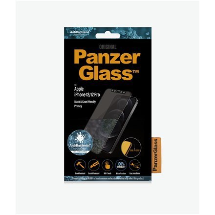 PanzerGlass | Ochraniacz ekranu - szkło - z filtrem prywatności | Apple iPhone 12, 12 Pro | Szkło hartowane | Czarny | Przezrocz PanzerGlass | Ochraniacz ekranu - szkło - z filtrem prywatności | Apple iPhone 12, 12 Pro | Szkło hartowane | Czarny | Przezrocz