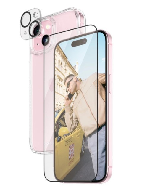 PanzerGlass | Panzerglass 3-w-1 Pack | iPhone | iPhone 15 | Clear | Kompatybilny z bezprzewodowym ładowaniem. Odporny na zarysow PanzerGlass | Panzerglass 3-w-1 Pack | iPhone | iPhone 15 | Clear | Kompatybilny z bezprzewodowym ładowaniem. Odporny na zarysow