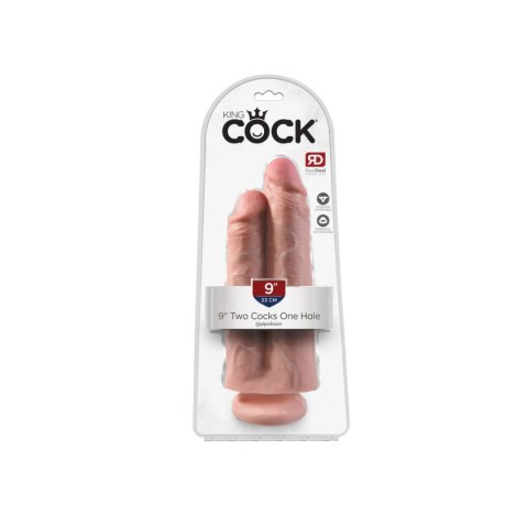 King Cock Podwójne Dildo 9" Two Cocks One Hole Light