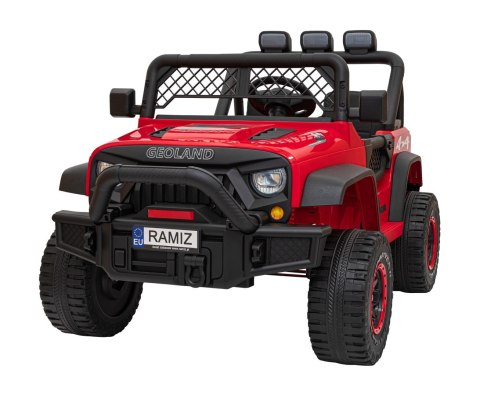 Autko terenowe Geoland Power dla 2 dzieci Czerwony + Pilot + Silniki 2x200W + Bagażnik + Radio MP3 + LED Autko terenowe Geoland Power dla 2 dzieci Czerwony + Pilot + Silniki 2x200W + Bagażnik + Radio MP3 + LED