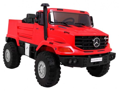 Auto na akumulator Mercedes-Benz Zetros dla dzieci Czerwony + 2-osobowy + Bagażnik + Pilot Auto na akumulator Mercedes-Benz Zetros dla dzieci Czerwony + 2-osobowy + Bagażnik + Pilot