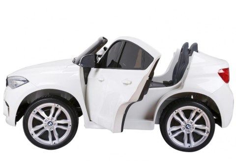 BMW X6M XXL dla 2 dzieci Biały + Pilot + Ekoskóra + Pasy + Wolny Start + MP3 USB + LED BMW X6M XXL dla 2 dzieci Biały + Pilot + Ekoskóra + Pasy + Wolny Start + MP3 USB + LED