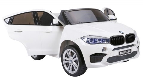 BMW X6M XXL dla 2 dzieci Biały + Pilot + Ekoskóra + Pasy + Wolny Start + MP3 USB + LED BMW X6M XXL dla 2 dzieci Biały + Pilot + Ekoskóra + Pasy + Wolny Start + MP3 USB + LED