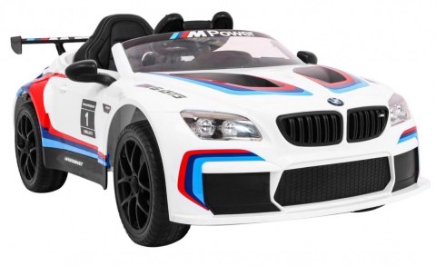 BMW M6 GT3 Auto na akumulator dla dzieci Biały + Nawiew powietrza + Dźwięki MP3 Światła + Pilot BMW M6 GT3 Auto na akumulator dla dzieci Biały + Nawiew powietrza + Dźwięki MP3 Światła + Pilot