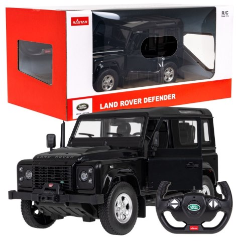 Land Rover Defender czarny RASTAR model 1:14 Zdalnie sterowanie auto + Pilot 2,4 GHz + Ręcznie otwierane drzwi Land Rover Defender czarny RASTAR model 1:14 Zdalnie sterowanie auto + Pilot 2,4 GHz + Ręcznie otwierane drzwi