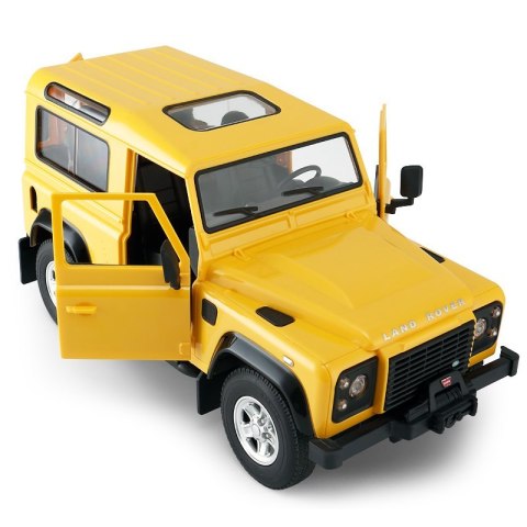 Land Rover Defender żółty RASTAR model 1:14 Zdalnie sterowanie auto + Pilot 2,4 GHz + Ręcznie otwierane drzwi Land Rover Defender żółty RASTAR model 1:14 Zdalnie sterowanie auto + Pilot 2,4 GHz + Ręcznie otwierane drzwi