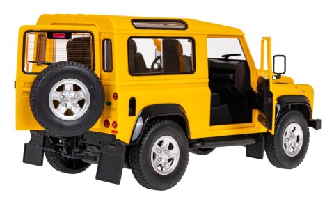 Land Rover Defender żółty RASTAR model 1:14 Zdalnie sterowanie auto + Pilot 2,4 GHz + Ręcznie otwierane drzwi Land Rover Defender żółty RASTAR model 1:14 Zdalnie sterowanie auto + Pilot 2,4 GHz + Ręcznie otwierane drzwi