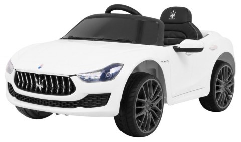 Maserati Ghibli na akumulator dla dzieci Biały + Pilot + Wolny Start + EVA + MP3 USB + LED Maserati Ghibli na akumulator dla dzieci Biały + Pilot + Wolny Start + EVA + MP3 USB + LED