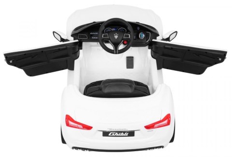 Maserati Ghibli na akumulator dla dzieci Biały + Pilot + Wolny Start + EVA + MP3 USB + LED Maserati Ghibli na akumulator dla dzieci Biały + Pilot + Wolny Start + EVA + MP3 USB + LED