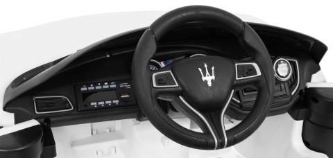 Maserati Ghibli na akumulator dla dzieci Biały + Pilot + Wolny Start + EVA + MP3 USB + LED Maserati Ghibli na akumulator dla dzieci Biały + Pilot + Wolny Start + EVA + MP3 USB + LED