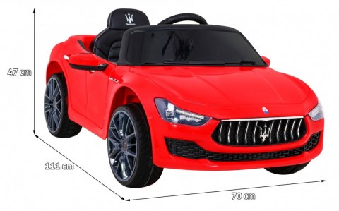 Maserati Ghibli na akumulator dla dzieci Czerwony + Pilot + Wolny Start + EVA + MP3 USB + LED Maserati Ghibli na akumulator dla dzieci Czerwony + Pilot + Wolny Start + EVA + MP3 USB + LED