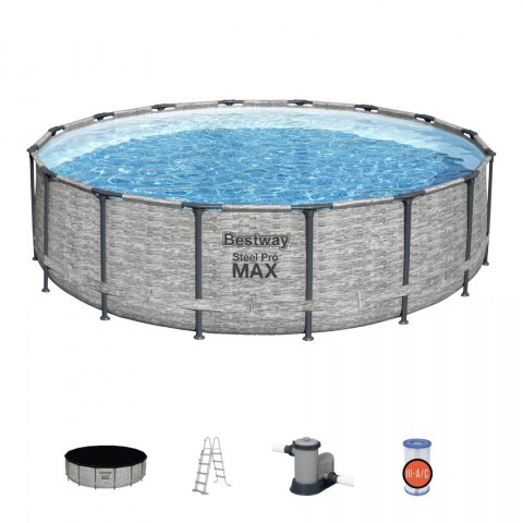 Basen stelażowy Steel Pro MAX 488x122 Imitacja Kamienia 16FT BESTWAY 5w1 + Akcesoria Basen stelażowy Steel Pro MAX 488x122 Imitacja Kamienia 16FT BESTWAY 5w1 + Akcesoria