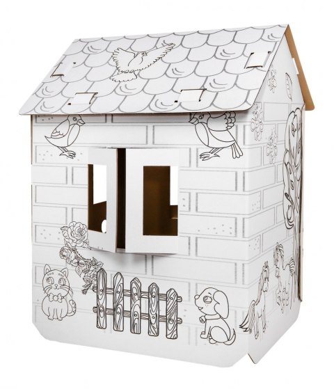 Domek XXL z końmi kolorowanka 3D dla dzieci Domek XXL z końmi kolorowanka 3D dla dzieci