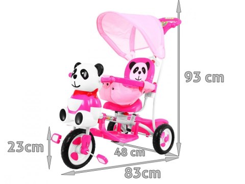 3-kołowy Rowerek dla dzieci Panda Różowy + Dźwięki + Daszek + Barierka + Podnóżek + Rączka + Płozy + Schowek 3-kołowy Rowerek dla dzieci Panda Różowy + Dźwięki + Daszek + Barierka + Podnóżek + Rączka + Płozy + Schowek