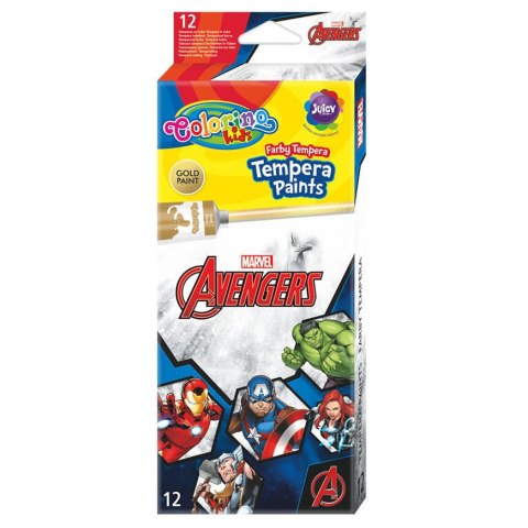 DISNEY COLORINO - FARBY TEMPERA W TUBACH 12 ML 12 KOL - AVENGERS DISNEY COLORINO - FARBY TEMPERA W TUBACH 12 ML 12 KOL - AVENGERS