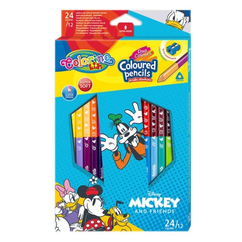 DISNEY COLORINO - KREDKI OŁÓWKOWE DWUKOLOROWE 12szt + TEMPERÓWKA - MICKEY DISNEY COLORINO - KREDKI OŁÓWKOWE DWUKOLOROWE 12szt + TEMPERÓWKA - MICKEY