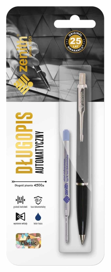 Długopis automatyczny 0,8 mm ZENITH 7 mix kolorów + wkład - 1+1szt. blister Długopis automatyczny 0,8 mm ZENITH 7 mix kolorów + wkład - 1+1szt. blister
