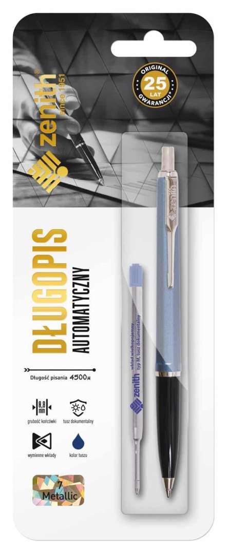Długopis automatyczny 0,8 mm ZENITH 7 mix kolorów + wkład - 1+1szt. blister Długopis automatyczny 0,8 mm ZENITH 7 mix kolorów + wkład - 1+1szt. blister