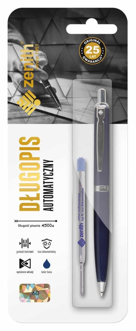 Długopis automatyczny 0,8mm ZENITH 60 mix kolorów + wkład - 1+1szt. blister Długopis automatyczny 0,8mm ZENITH 60 mix kolorów + wkład - 1+1szt. blister