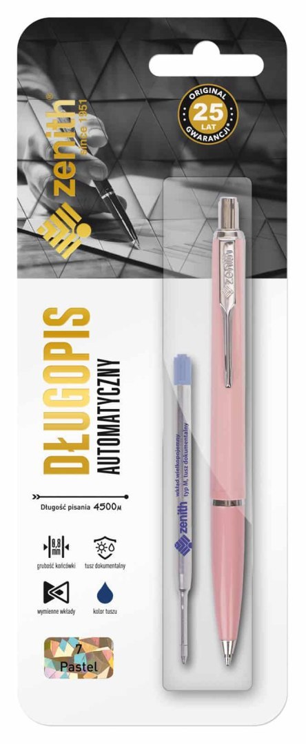 Długopis automatyczny 0,8mm ZENITH 7 PASTEL mix kol +wkład -1+1szt. blister Długopis automatyczny 0,8mm ZENITH 7 PASTEL mix kol +wkład -1+1szt. blister