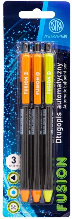Długopis automatyczny trójkątny 0,6 mm ASTRAPEN Fusion - 3 szt. blister Długopis automatyczny trójkątny 0,6 mm ASTRAPEN Fusion - 3 szt. blister