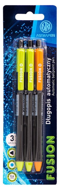 Długopis automatyczny trójkątny 0,6 mm ASTRAPEN Fusion - 3 szt. blister Długopis automatyczny trójkątny 0,6 mm ASTRAPEN Fusion - 3 szt. blister