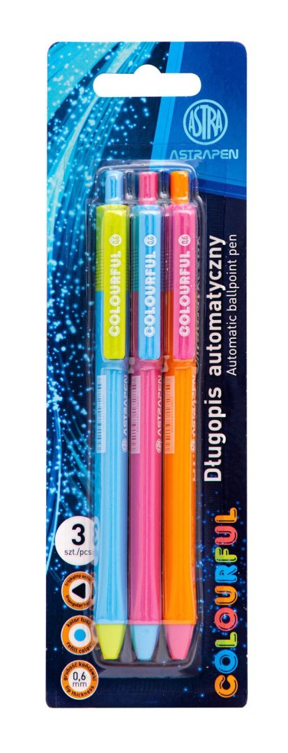 Długopis automatyczny trójkątny 0,6 mm ASTRAPEN Fusion Colorful - 3 szt Długopis automatyczny trójkątny 0,6 mm ASTRAPEN Fusion Colorful - 3 szt