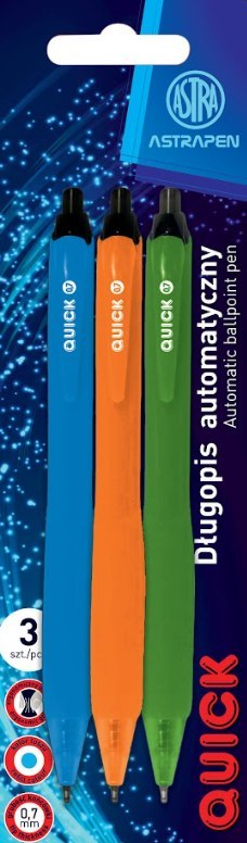 Długopis automatyczny z gumowym uchwytem 0,7 mm ASTRAPEN Quick - 3 szt Długopis automatyczny z gumowym uchwytem 0,7 mm ASTRAPEN Quick - 3 szt