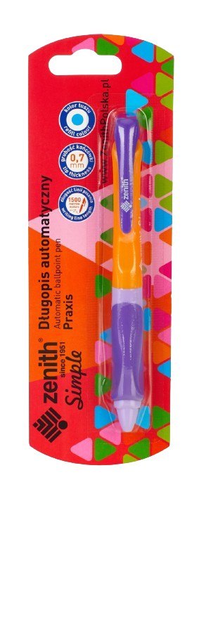Długopis automatyczny z gumowym uchwytem 0,7mm ZENITH PRAXIS -1szt. blister