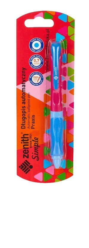 Długopis automatyczny z gumowym uchwytem 0,7mm ZENITH PRAXIS -1szt. blister
