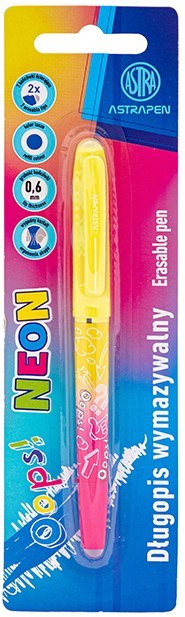 Długopis wymazywalny 0,6 mm ASTRAPEN Oops! Neon - 1 szt. blister Długopis wymazywalny 0,6 mm ASTRAPEN Oops! Neon - 1 szt. blister