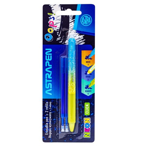 Długopis wymazywalny CLICK 0,5 mm ASTRAPEN Oops! NEON + 2wkłady wymazywalne Długopis wymazywalny CLICK 0,5 mm ASTRAPEN Oops! NEON + 2wkłady wymazywalne