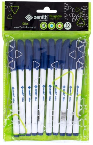 Długopis ze skuwką 0,5 mm ZENITH GLISS niebieski - 10 szt. opp bag