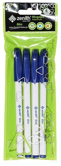 Długopis ze skuwką 0,5 mm ZENITH GLISS niebieski - 4 szt. opp bag