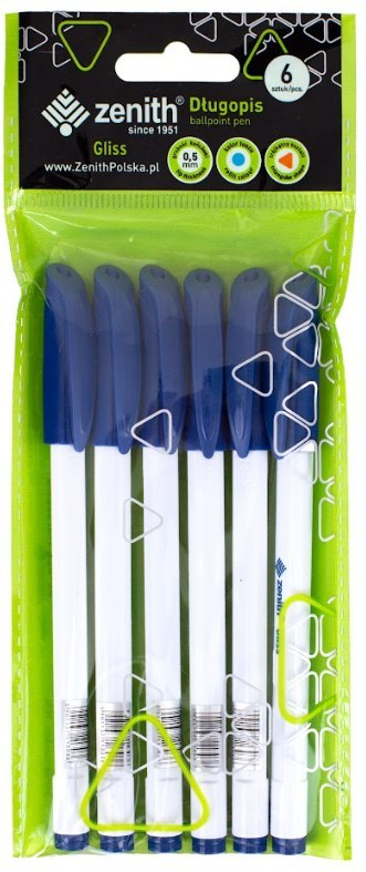Długopis ze skuwką 0,5 mm ZENITH GLISS niebieski - 6 szt. opp bag Długopis ze skuwką 0,5 mm ZENITH GLISS niebieski - 6 szt. opp bag
