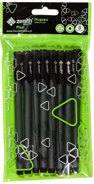 Długopis ze skuwką 0,5 mm ZENITH PIXEL czarny - 8 szt. opp bag