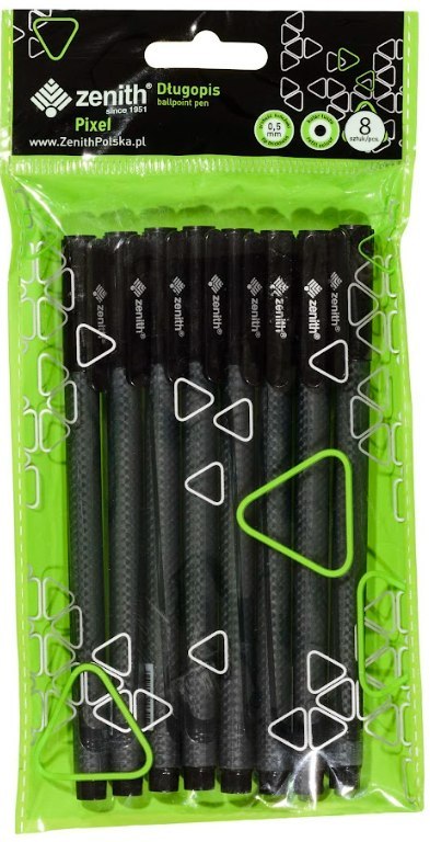 Długopis ze skuwką 0,5 mm ZENITH PIXEL czarny - 8 szt. opp bag Długopis ze skuwką 0,5 mm ZENITH PIXEL czarny - 8 szt. opp bag