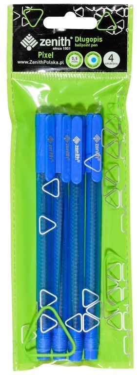 Długopis ze skuwką 0,5 mm ZENITH PIXEL niebieski - 4 szt. opp bag Długopis ze skuwką 0,5 mm ZENITH PIXEL niebieski - 4 szt. opp bag