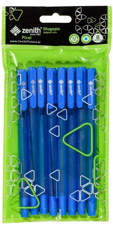 Długopis ze skuwką 0,5 mm ZENITH PIXEL niebieski - 8 szt. opp bag Długopis ze skuwką 0,5 mm ZENITH PIXEL niebieski - 8 szt. opp bag