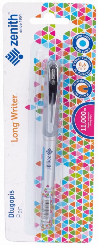 Długopis ze skuwką 0,6 mm ZENITH LONG WRITER - 1 szt. blister