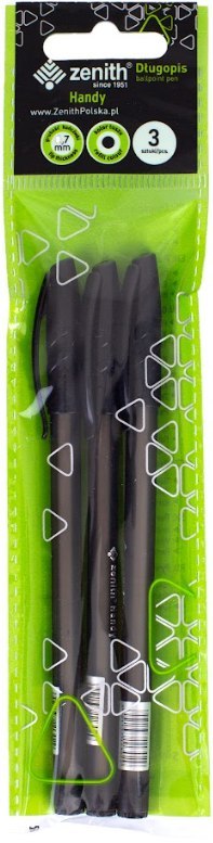 Długopis ze skuwką 0,7 mm ZENITH HANDY czarny - 3 szt. opp bag Długopis ze skuwką 0,7 mm ZENITH HANDY czarny - 3 szt. opp bag