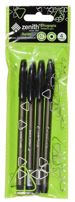 Długopis ze skuwką 0,7 mm ZENITH HANDY czarny - 4 szt. opp bag