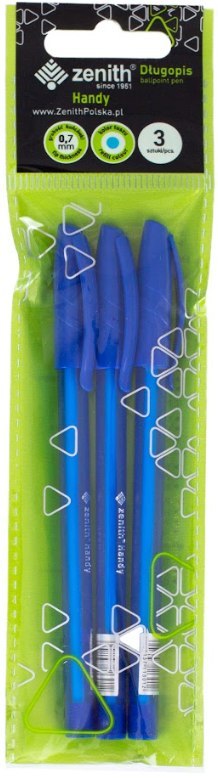 Długopis ze skuwką 0,7 mm ZENITH HANDY niebieski - 3 szt. opp bag Długopis ze skuwką 0,7 mm ZENITH HANDY niebieski - 3 szt. opp bag