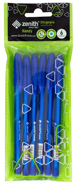Długopis ze skuwką 0,7 mm ZENITH HANDY niebieski - 6 szt. opp bag