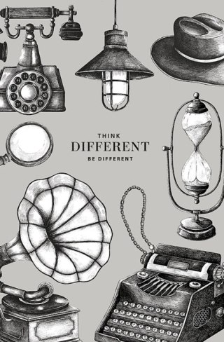 Brulion A6 kratka 80K kremowy papier, "Think different"