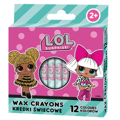 Kredki świecowe okrągłe L.O.L - 12 kolorów - 8/90 mm Kredki świecowe okrągłe L.O.L - 12 kolorów - 8/90 mm