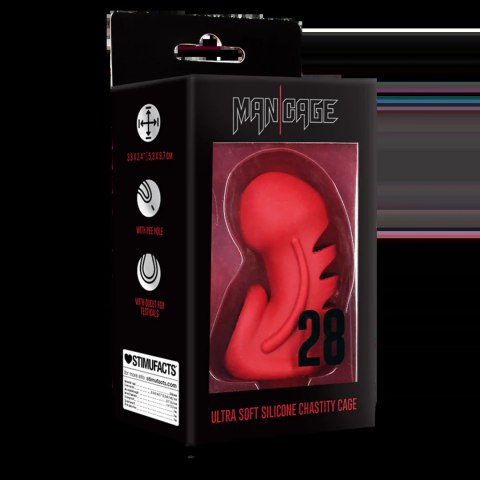 ManCage Model 28 Ultra Soft Silicone Chastity Cage Red
