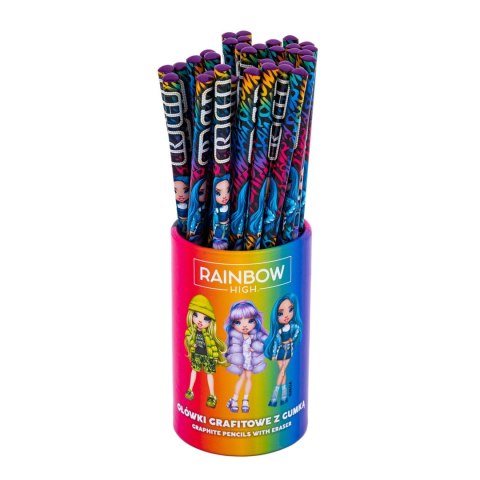 Ołówki grafitowe trójkątne HB z gumką Rainbow High - 1 szt. Ołówki grafitowe trójkątne HB z gumką Rainbow High - 1 szt.
