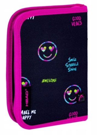 Piórnik pojedynczy dwuklapkowy bez wyposażenia HEAD SMILE SPARKLE AC1